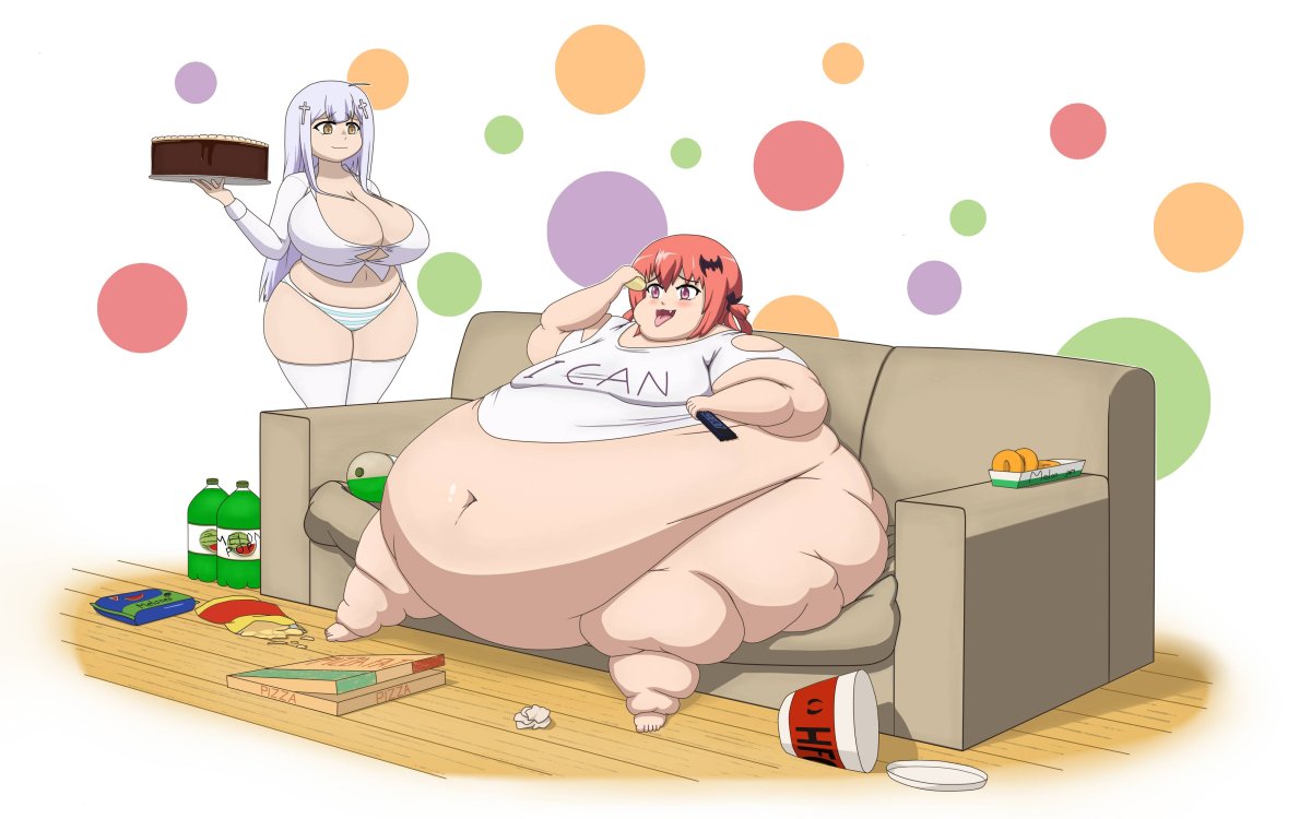 Chubby belly аниме Weight gain