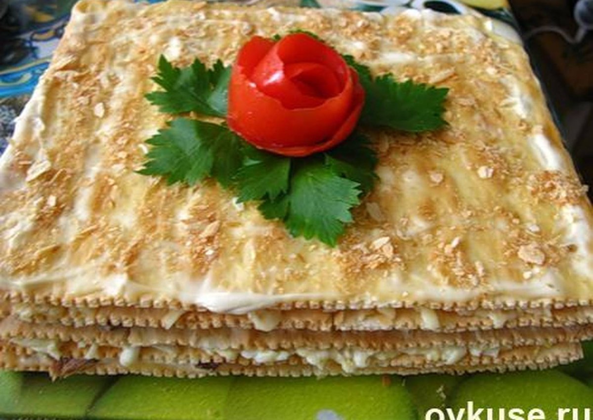 Закусочный торт Наполеон Мимоза