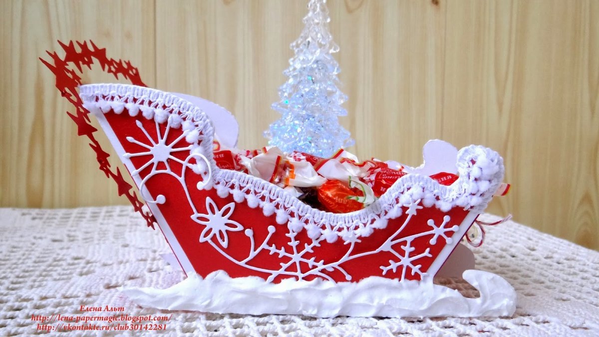 Декупаж новогодние сани