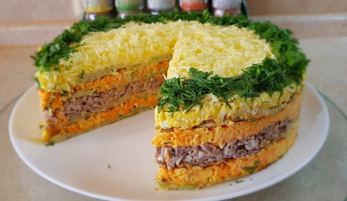 Пирог печеночный блинчатый