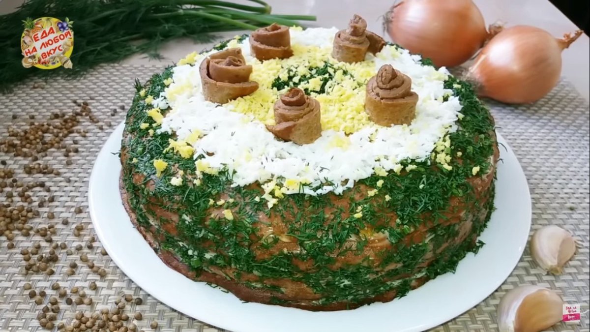Печёночный торт из куриной печени