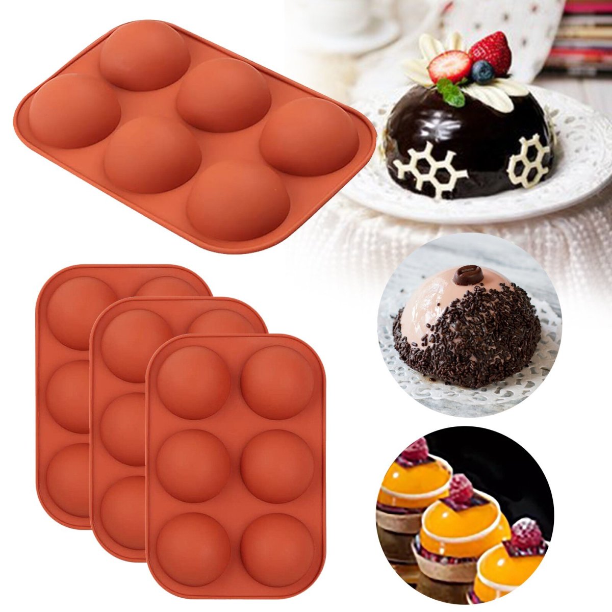 6-Cavity Semi Sphere Silicone Mold