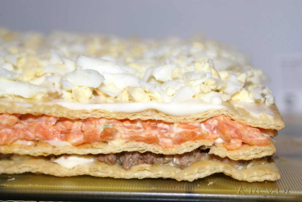 Закусочный торт Наполеон мясной