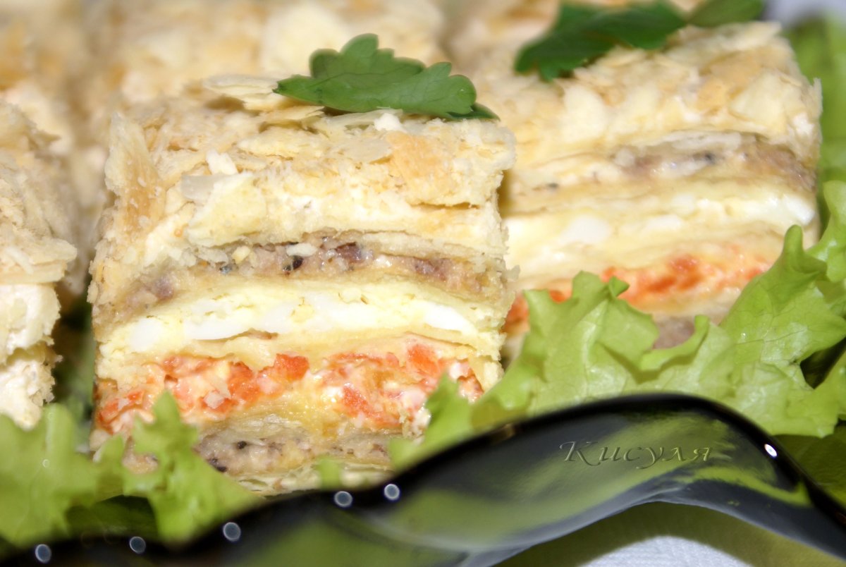 Закусочный торт Наполеон мясной