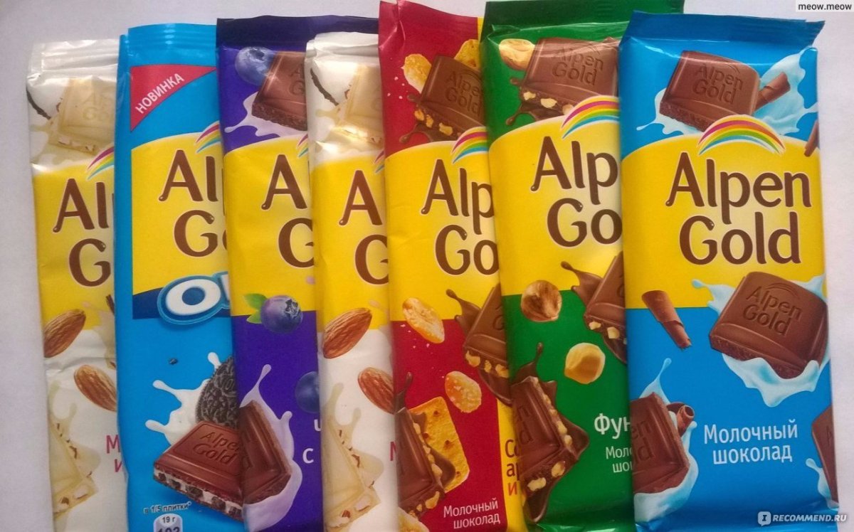 Плитка шоколада Альпен Гольд