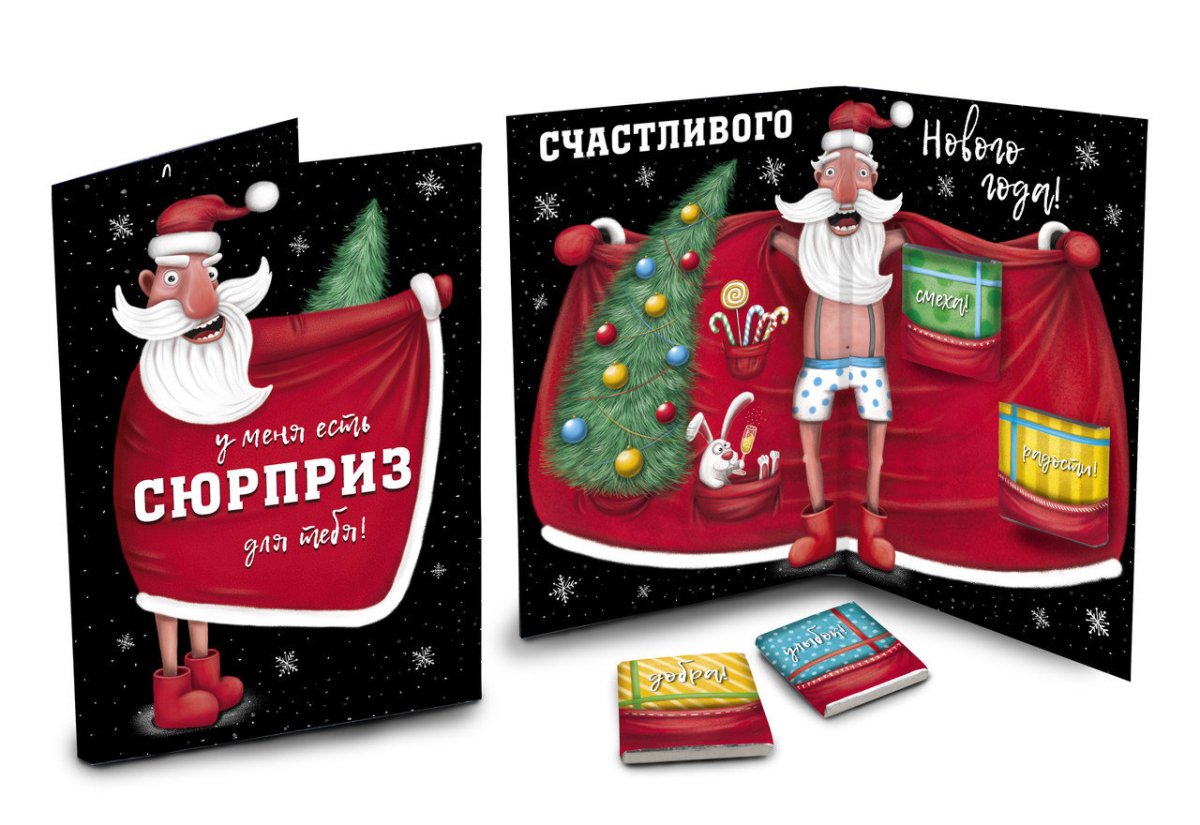Новогодние открытки с шоколадом