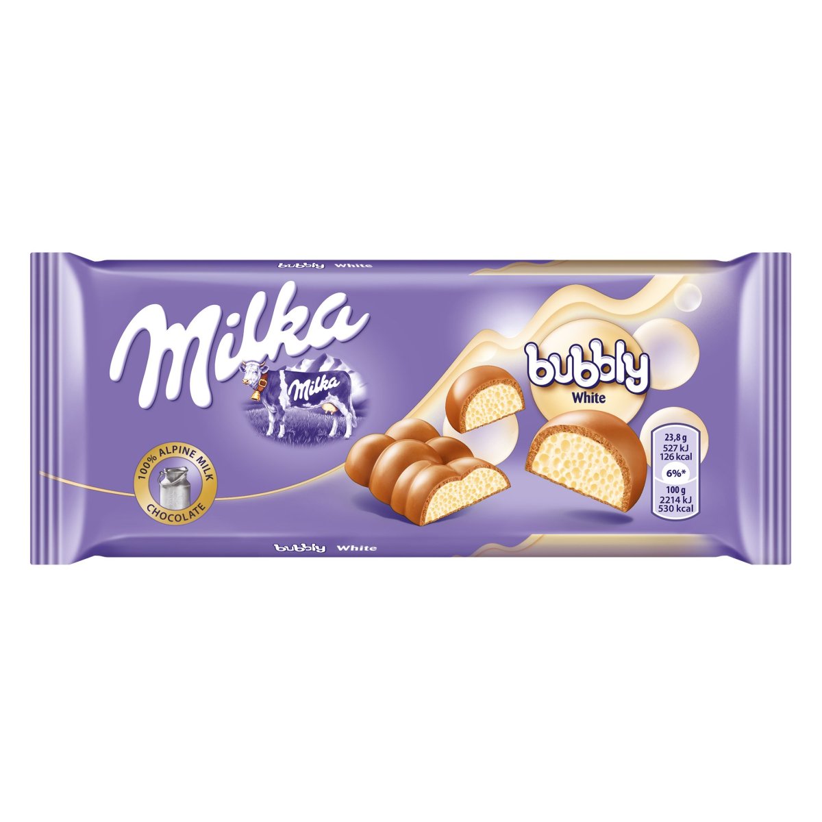 Шоколад Milka bubbly White молочный с пористым белым