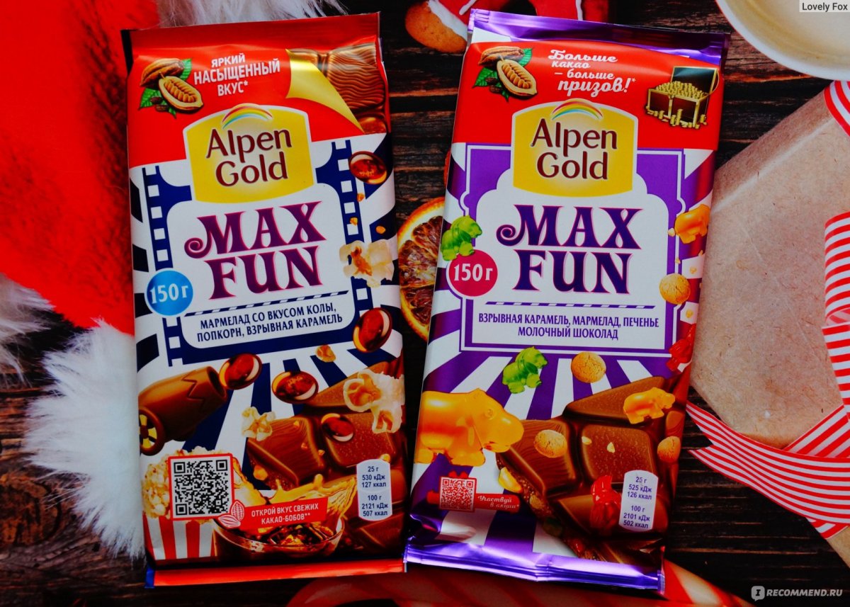 Шоколад Альпен Голд Max fun, взрывная карамель, 160 г