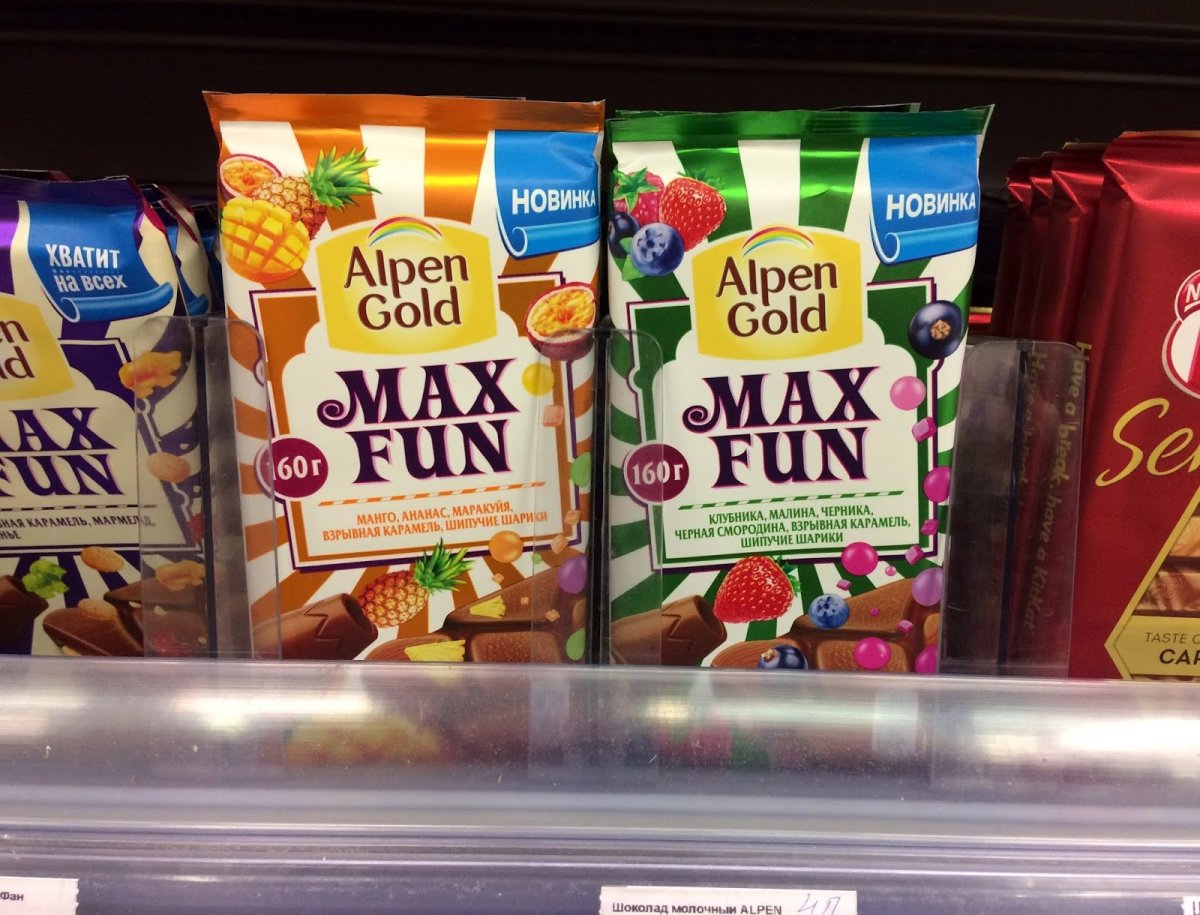 Новая шоколадка Альпен Гольд Max fun
