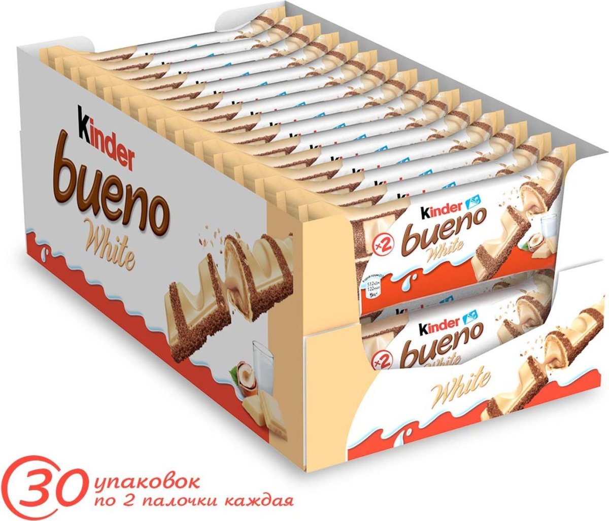 Вафли kinder bueno White 39г