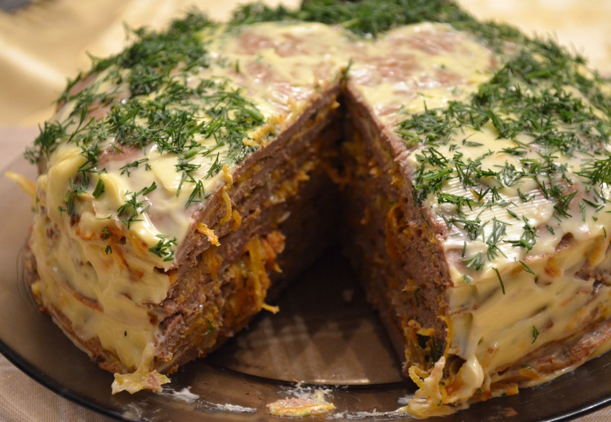 Печеночный торт с сыром