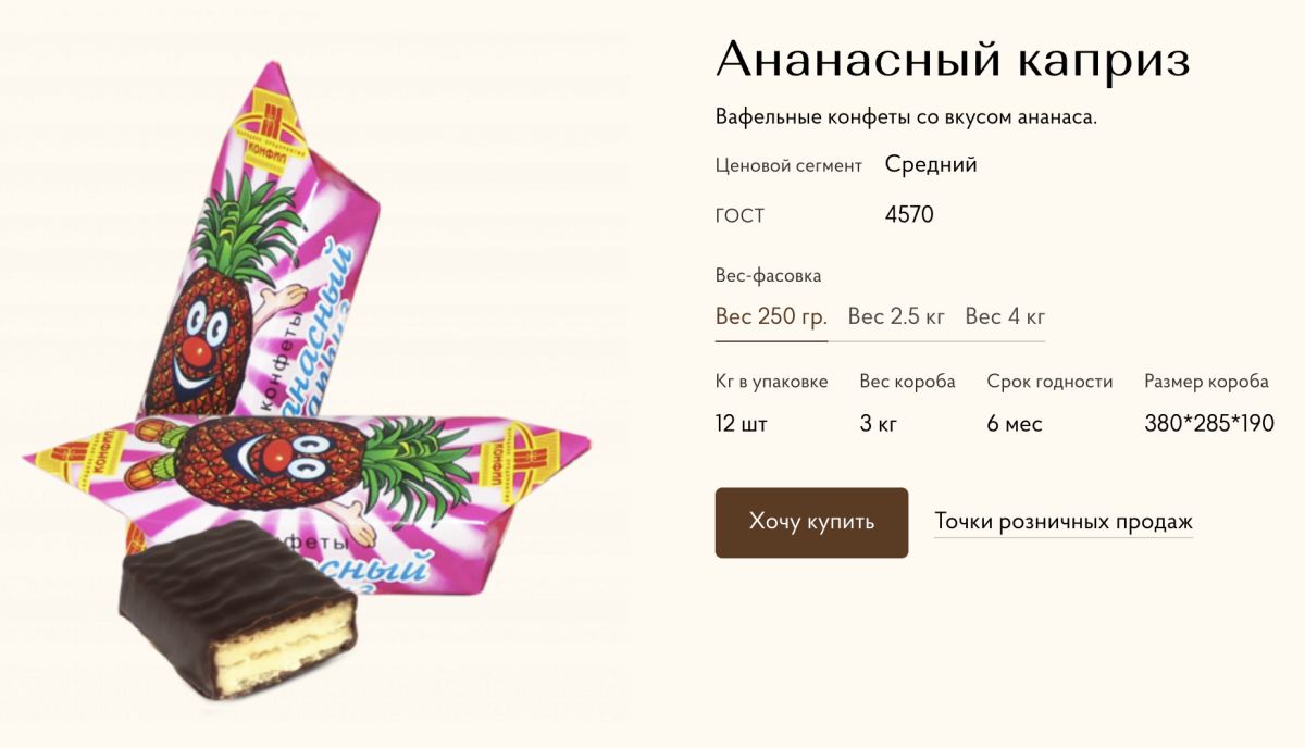 Набор шоколадных конфет фруктовый каприз