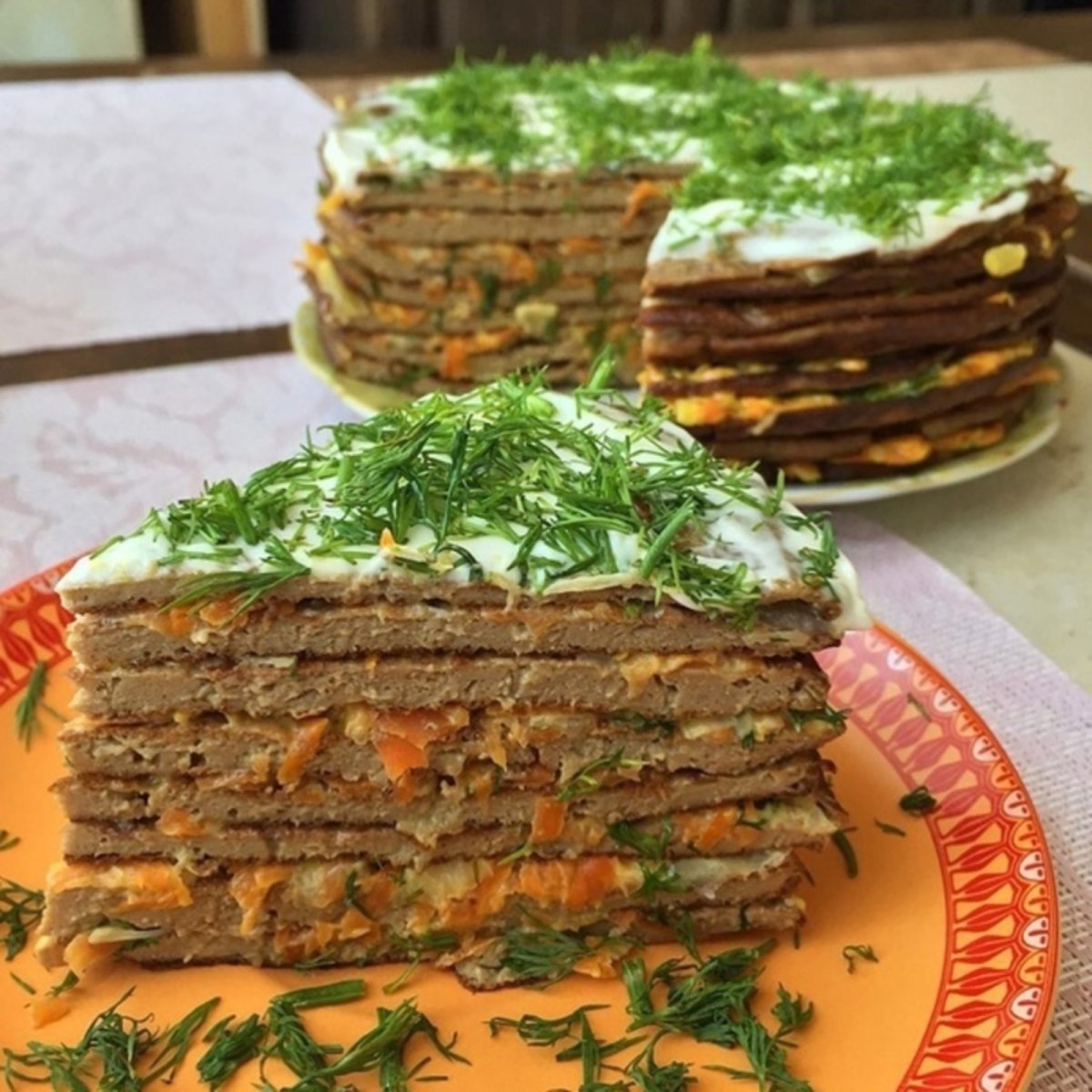 Салат печеночный, печеночный торт
