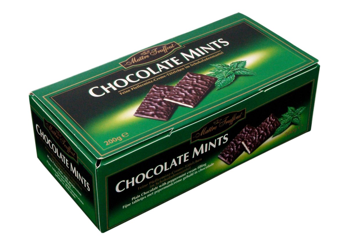 Темный шоколад в пластинках Chocolate Mints с мятной начинкой 200гр