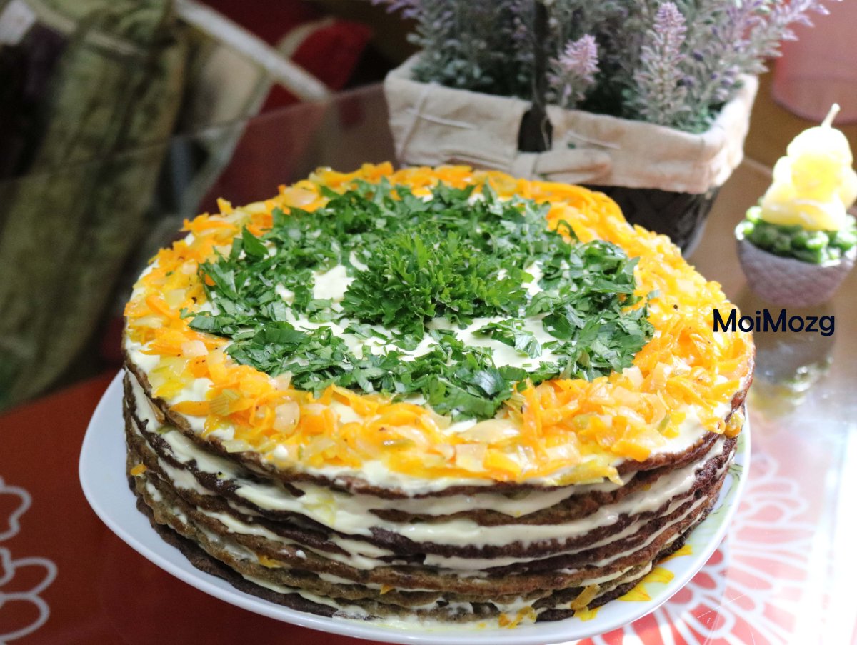 Салат печеночный, печеночный торт