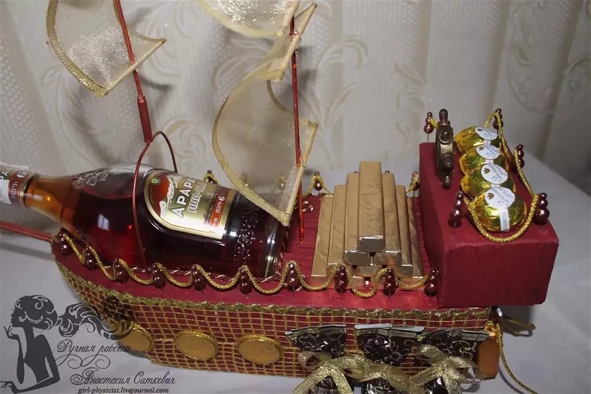 Корабль из конфет