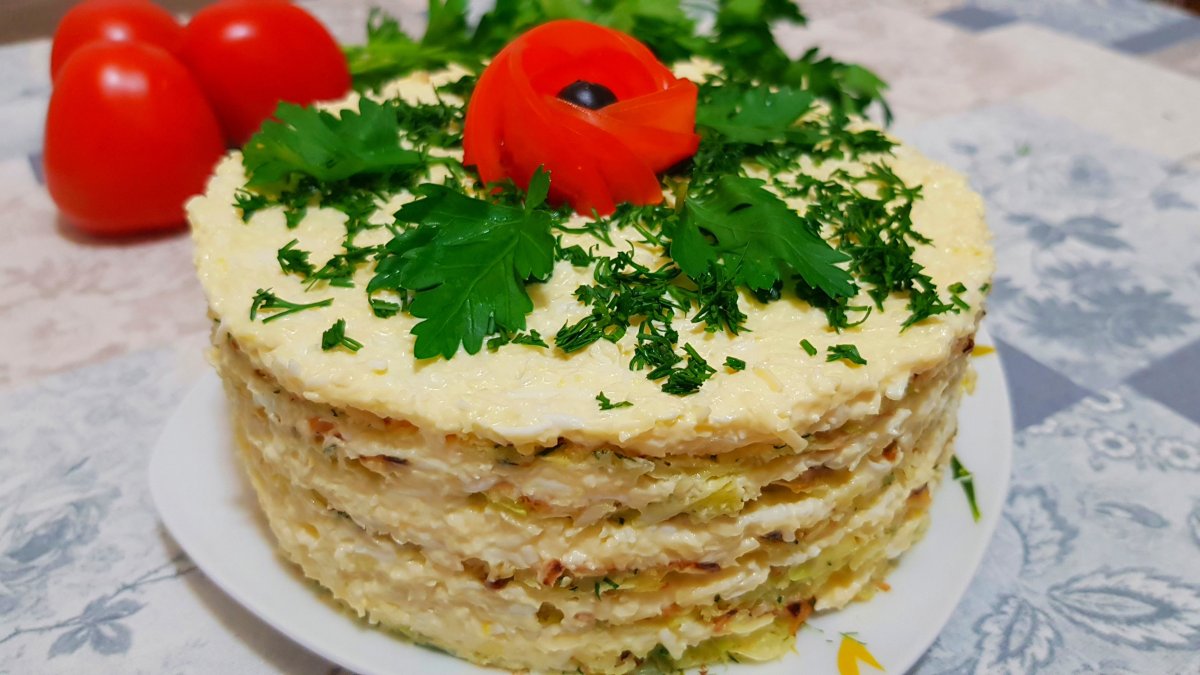 Закусочный торт из капусты