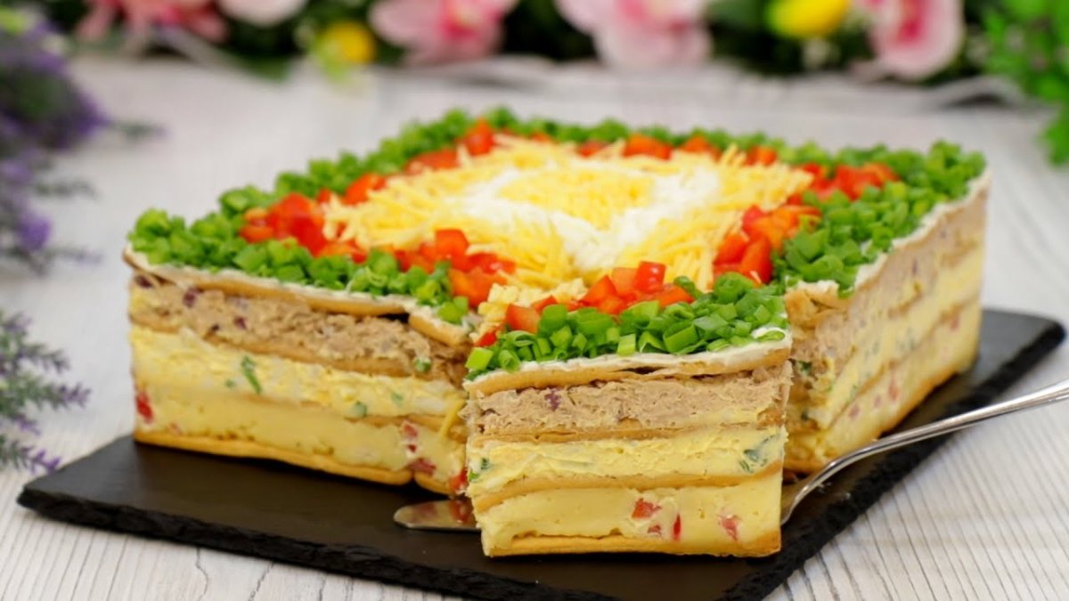 Кабачковый закусочный торт