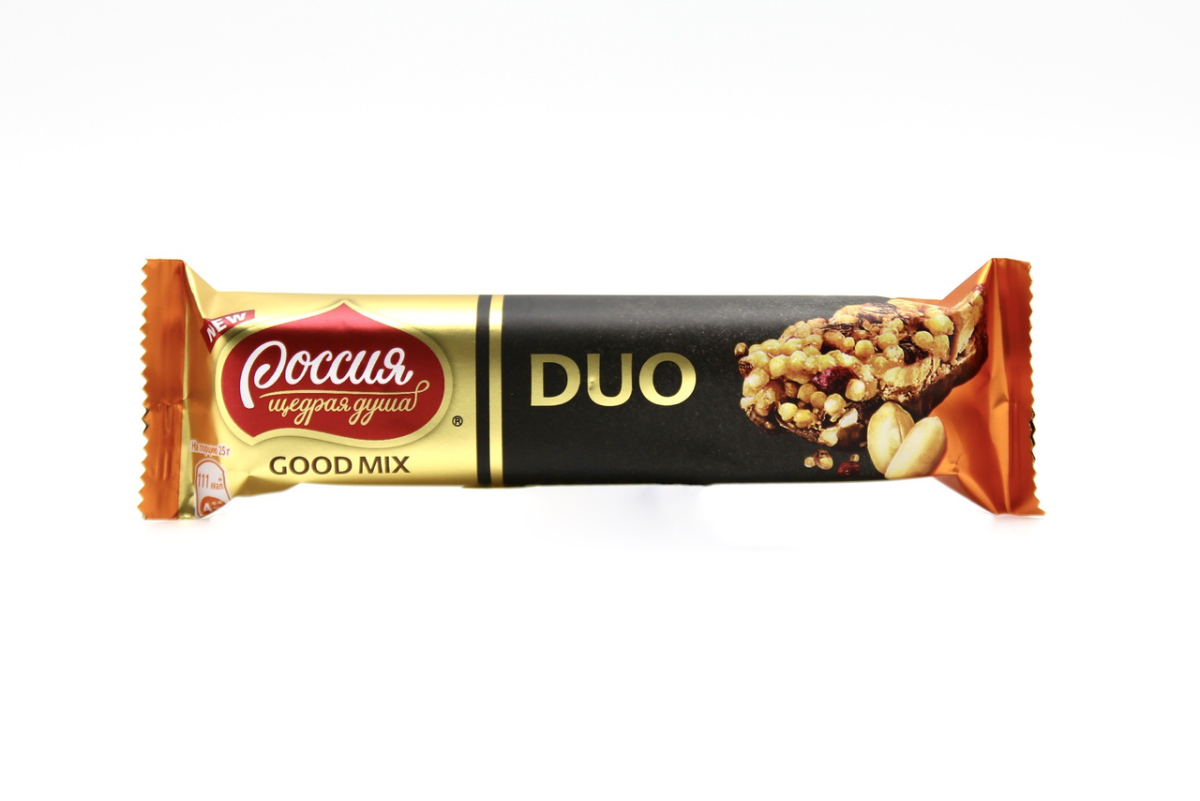Батончик Россия щедрая душа good Mix Duo Солнечный арахис с клюквой, 50г