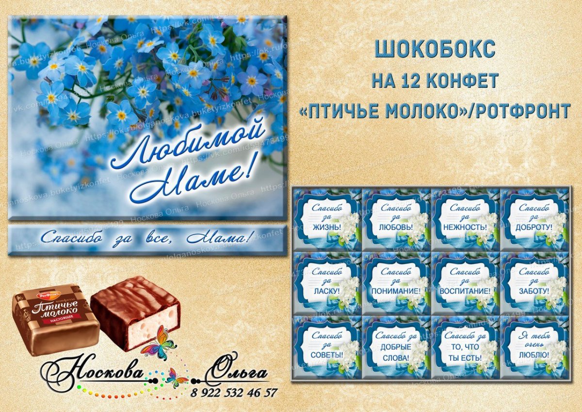 Этикетки на конфеты Птичье