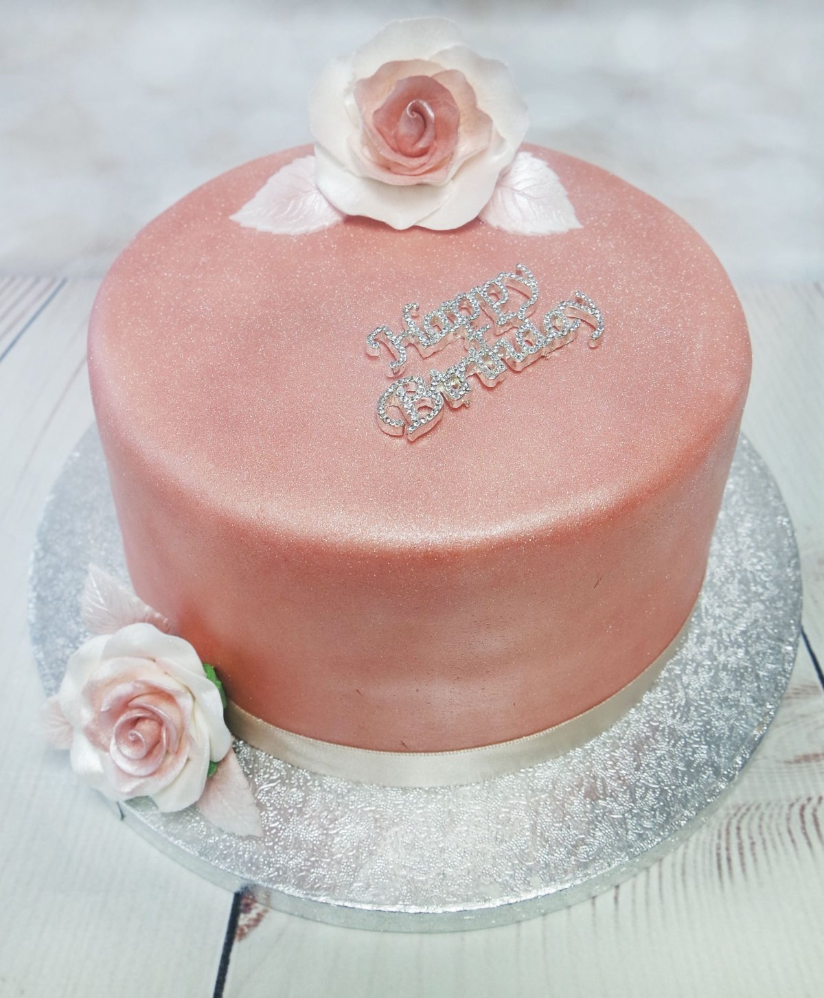Kids Happy Birthday Rose Gold Cake