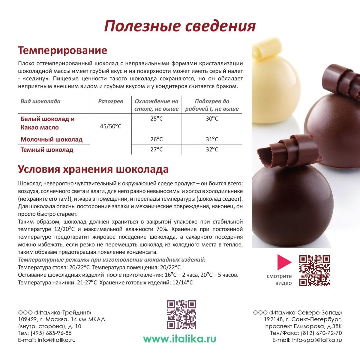 Темперирование шоколада шкала