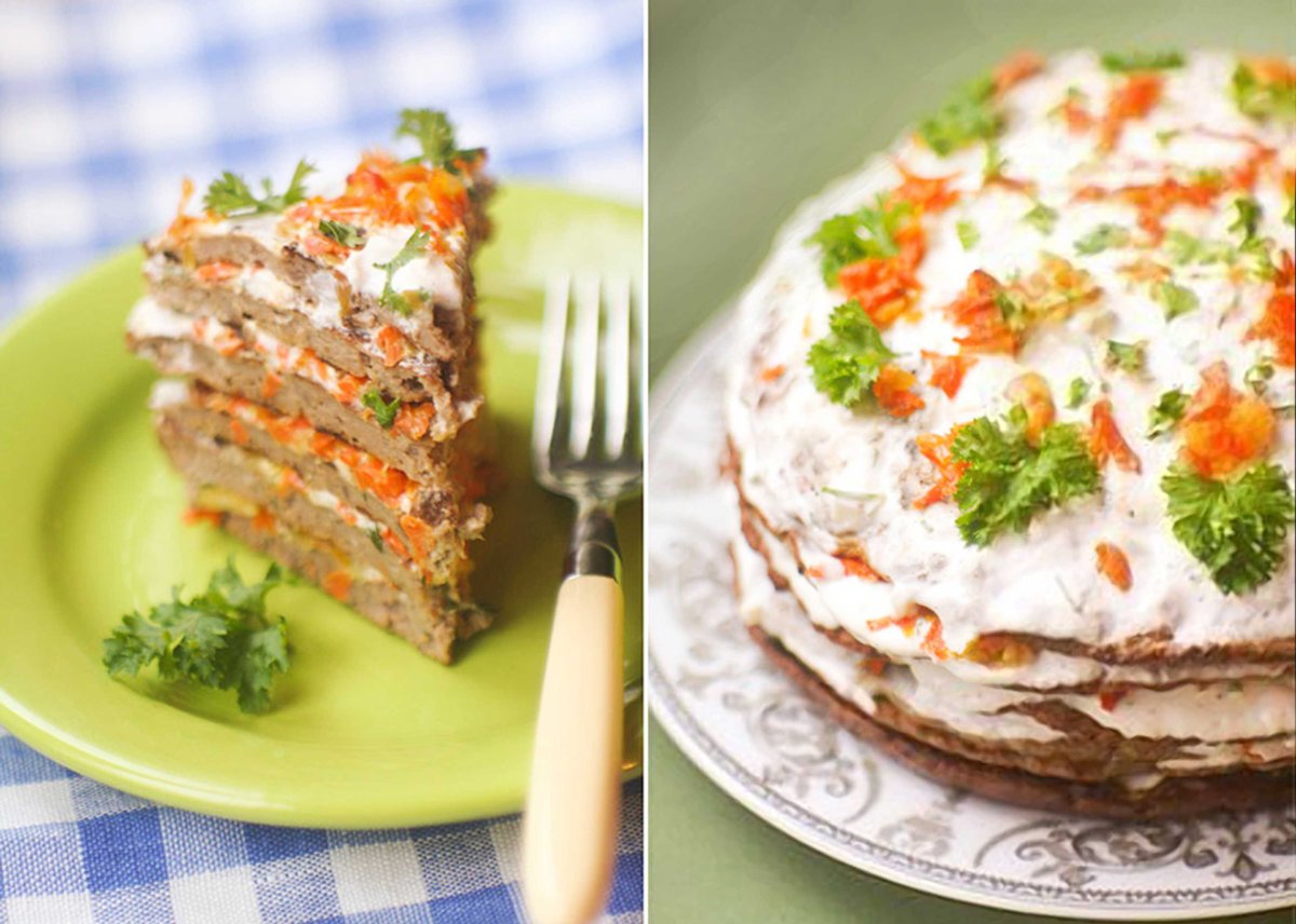 ПП печеночный торт из куриной печени