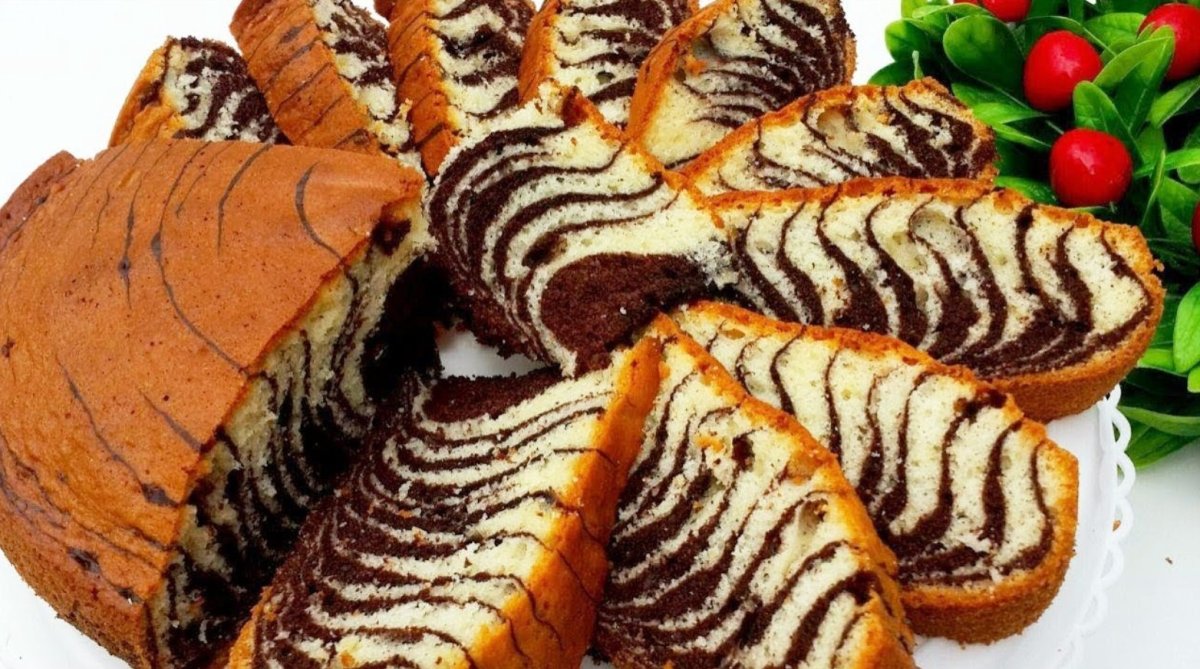 Пирог Зебра с маком и какао