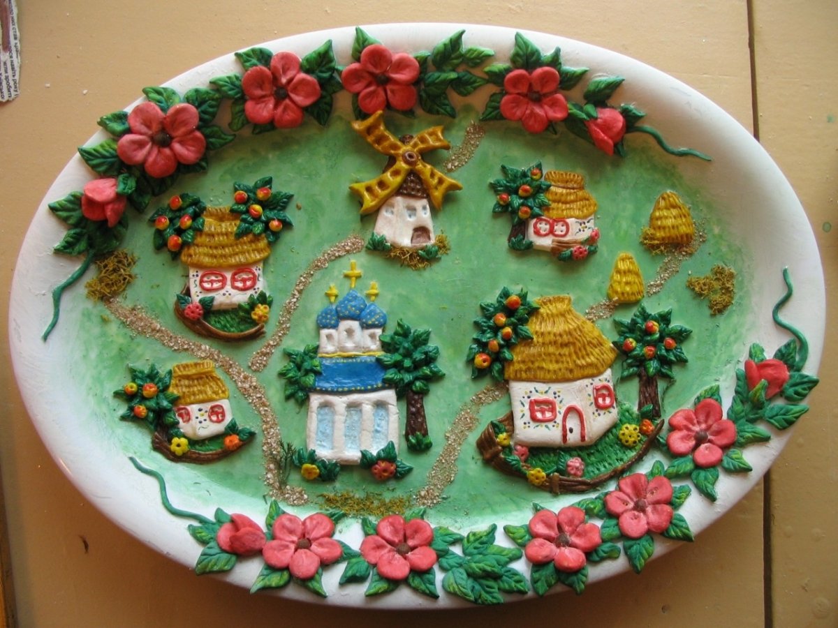 Корзинка с фруктами из соленого теста