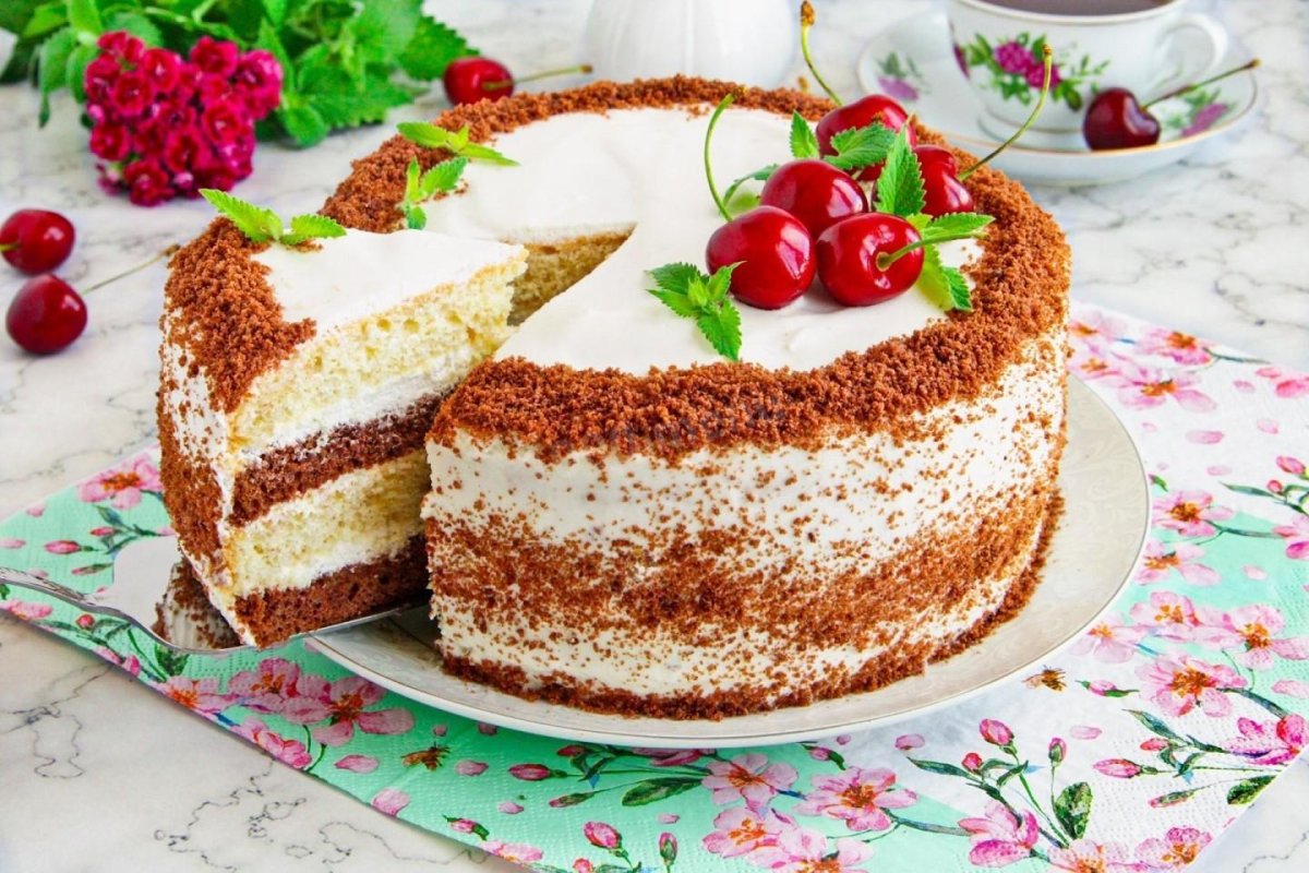 Торт без яиц и молока