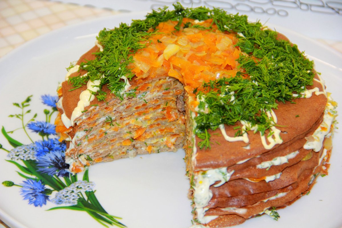 Печеночный торт с сыром