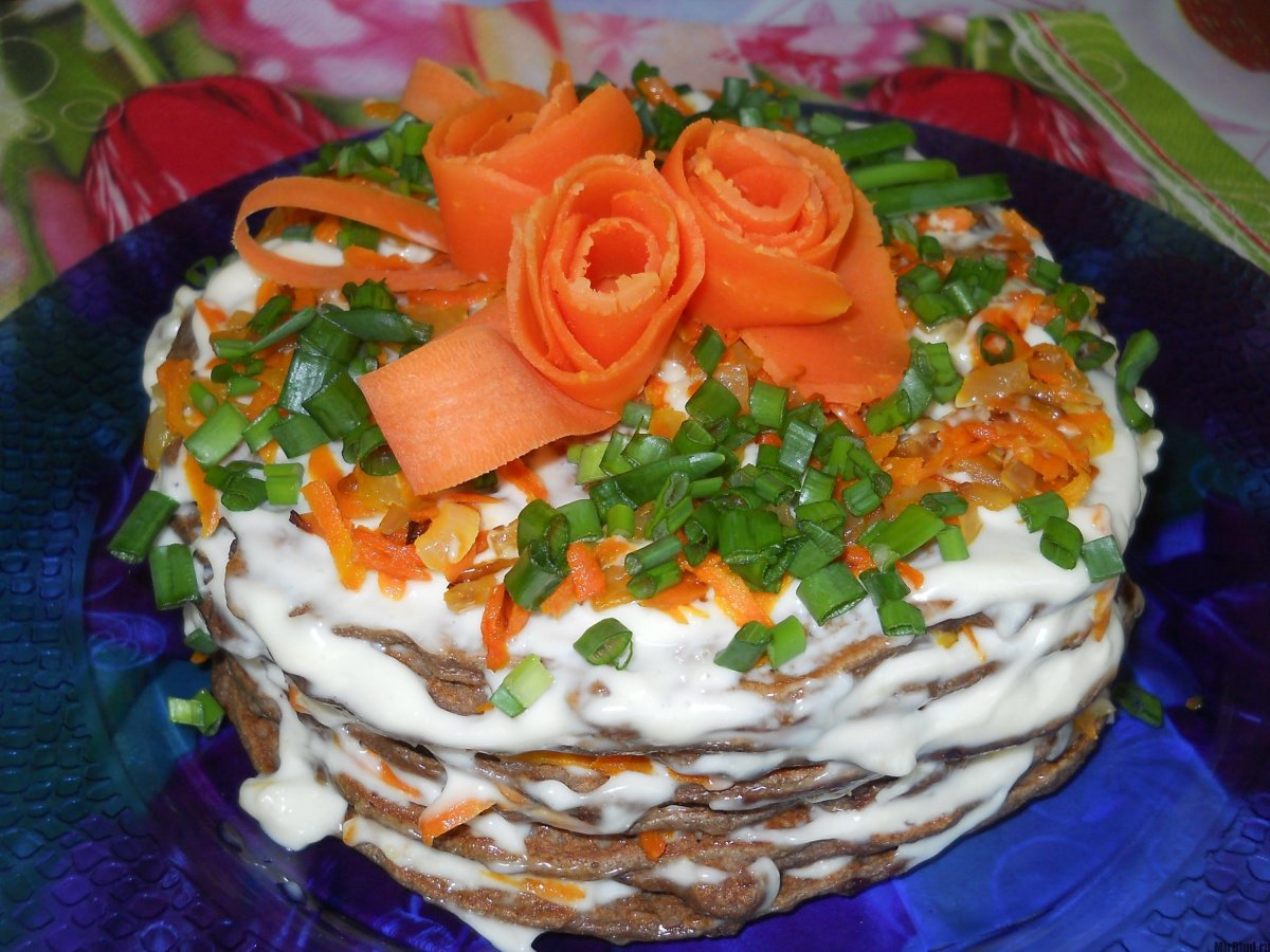 Печёночный торт из куриной печени