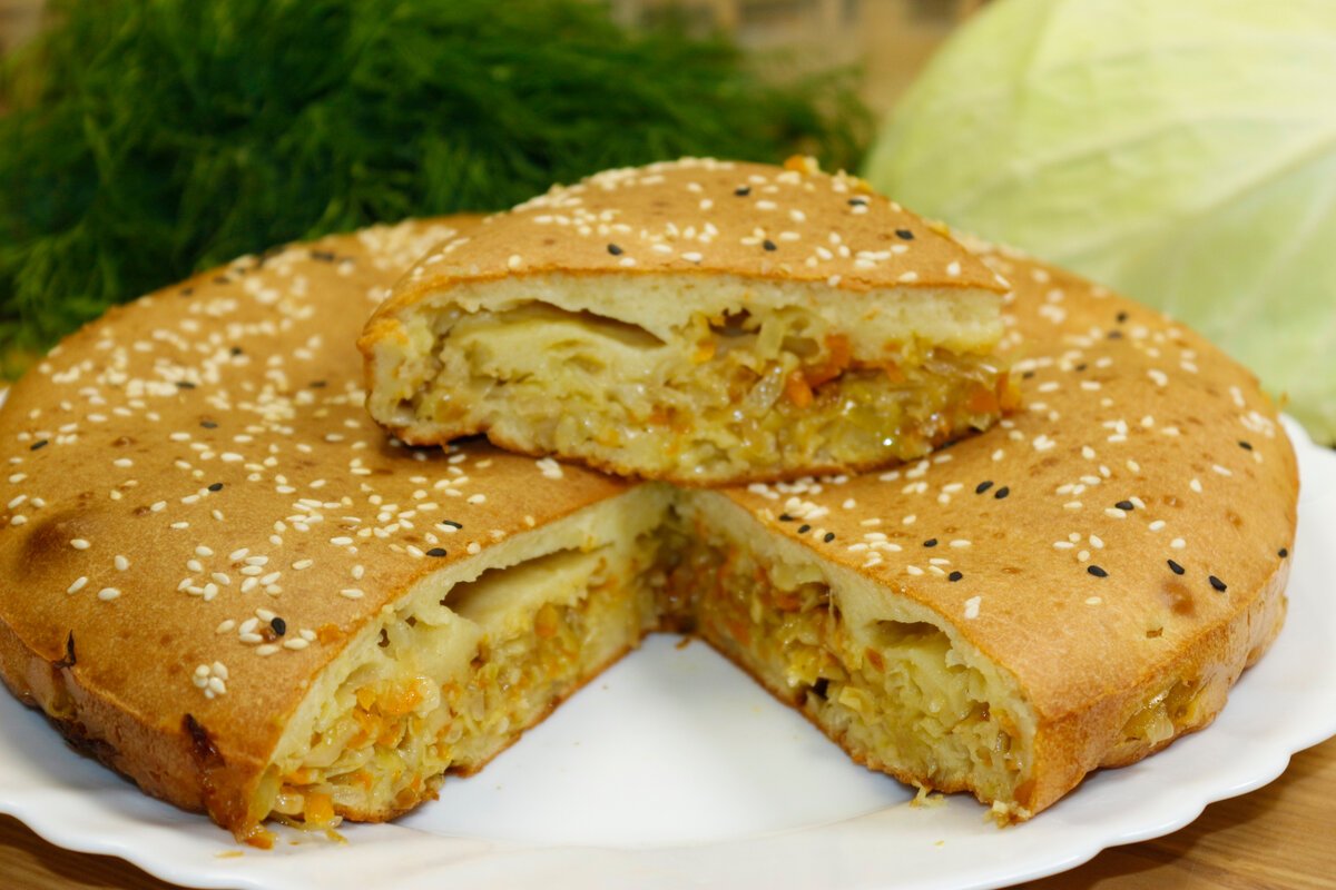Постный пирог с капустой