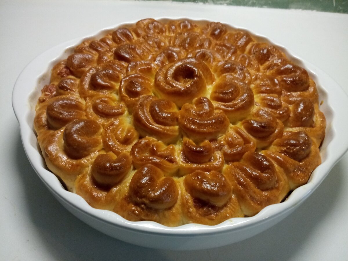 Пирог Хризантема с мясом