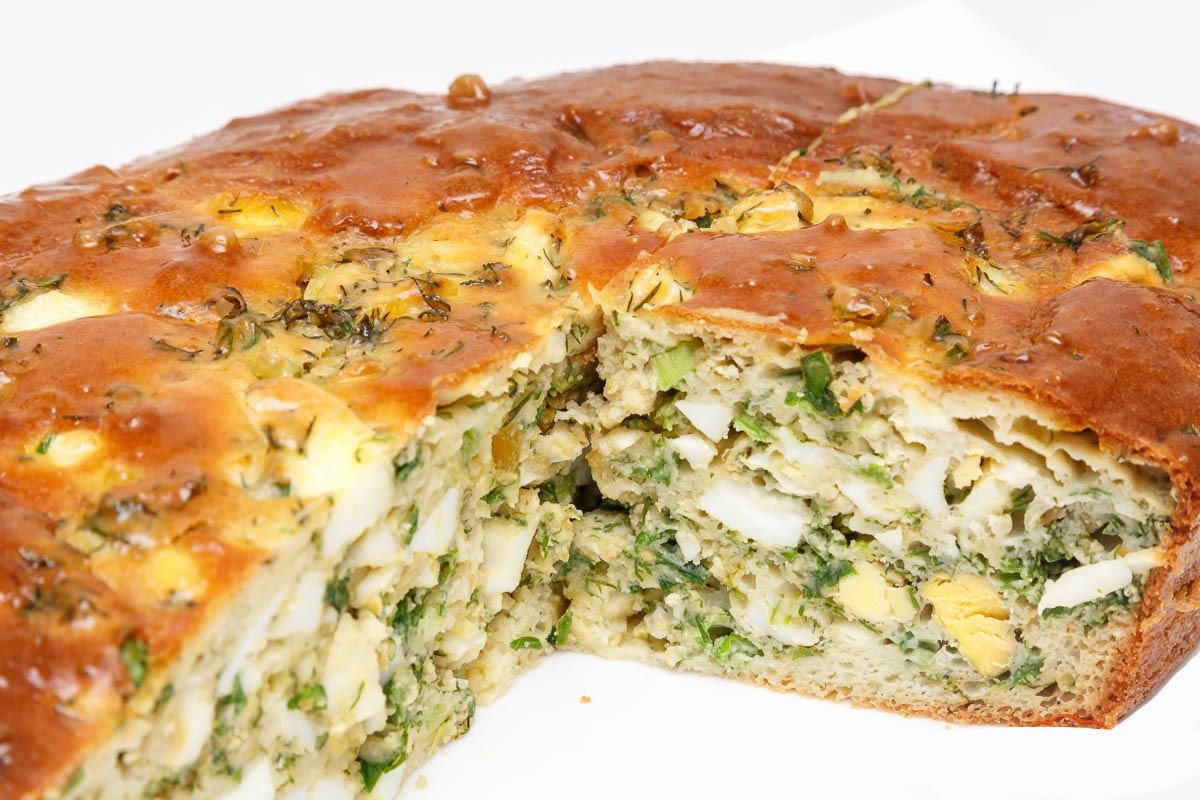 Заливной пирог с яблоками