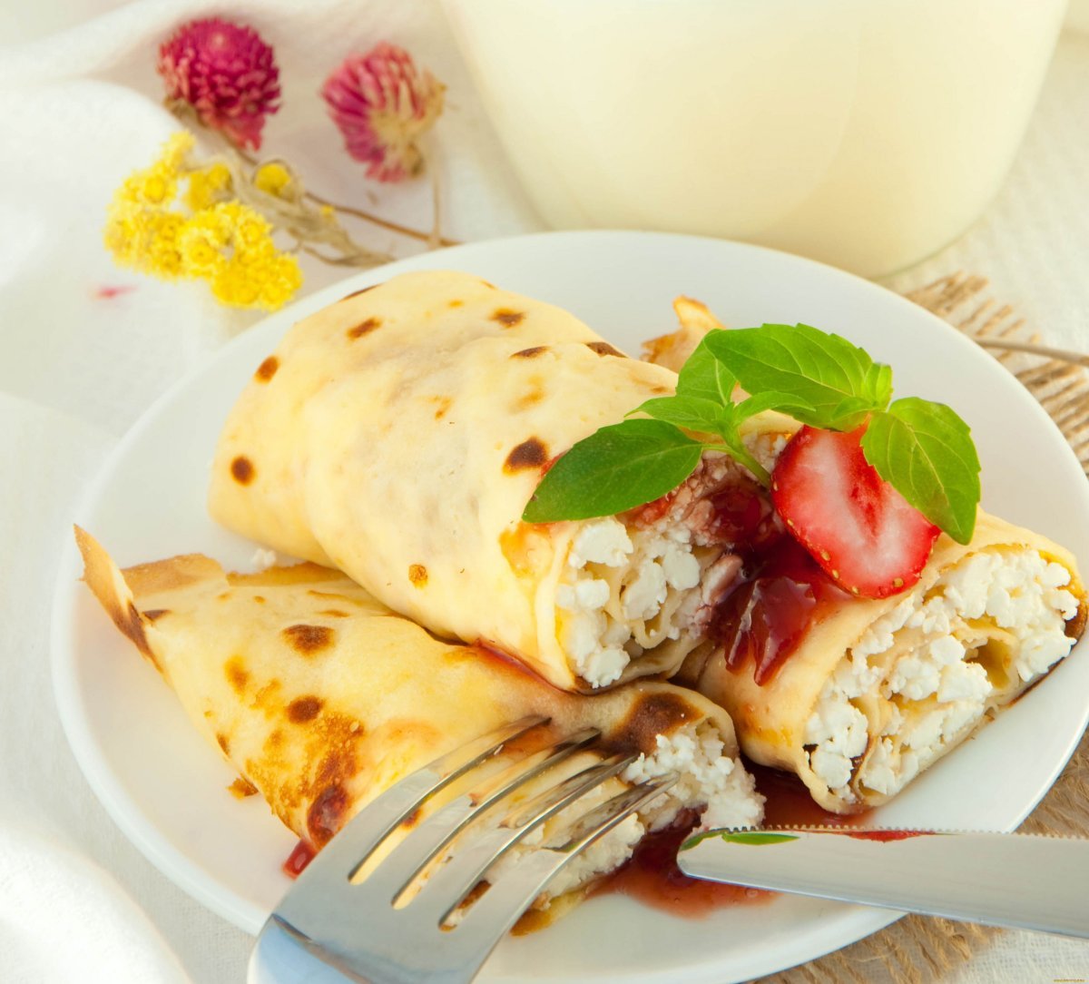 Блинчики с укропом и сыром