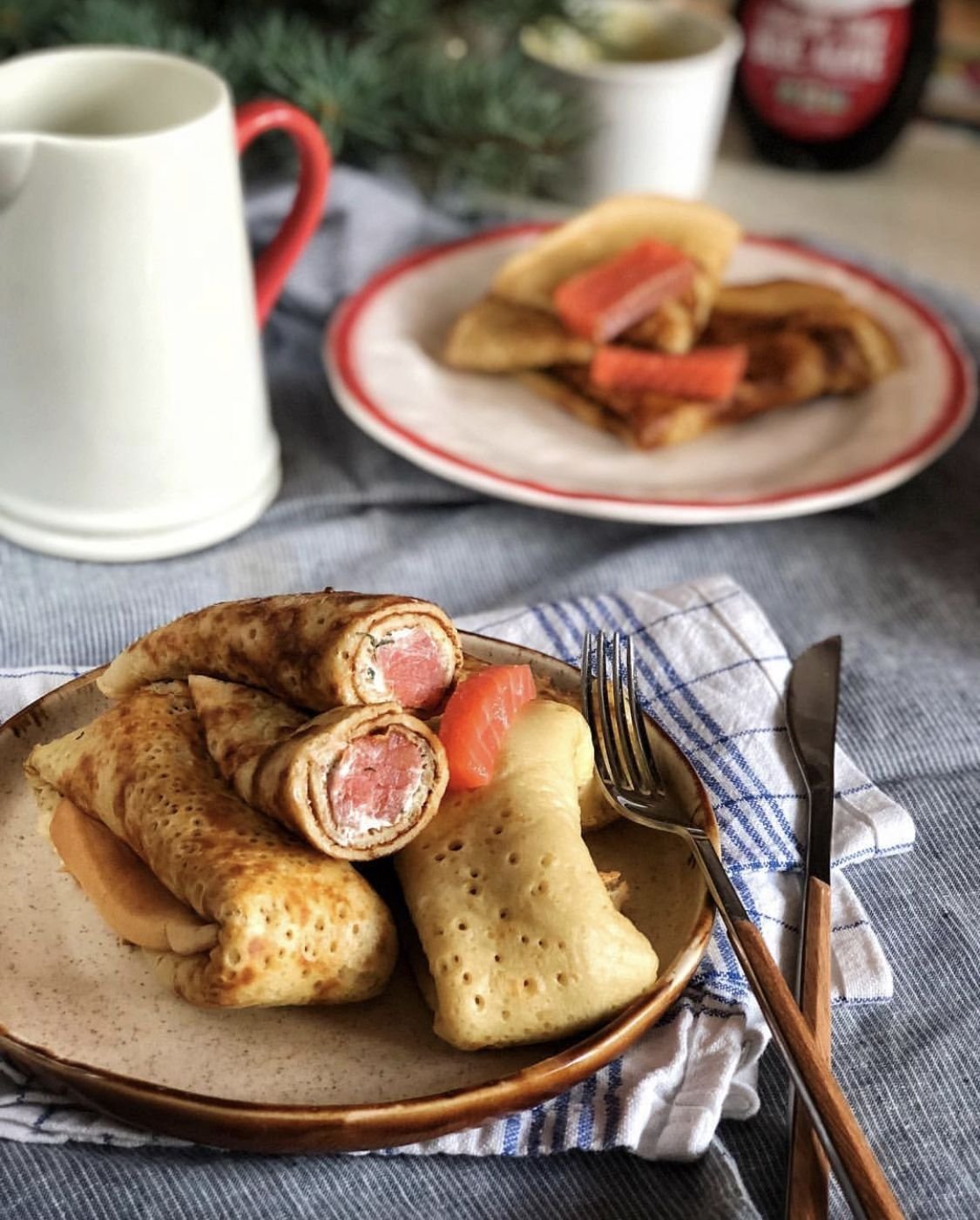 Завтрак блинчики и кофе