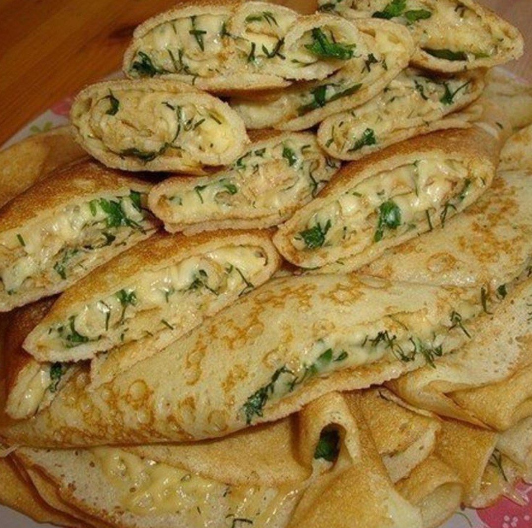 Сырные блинчики с зеленью