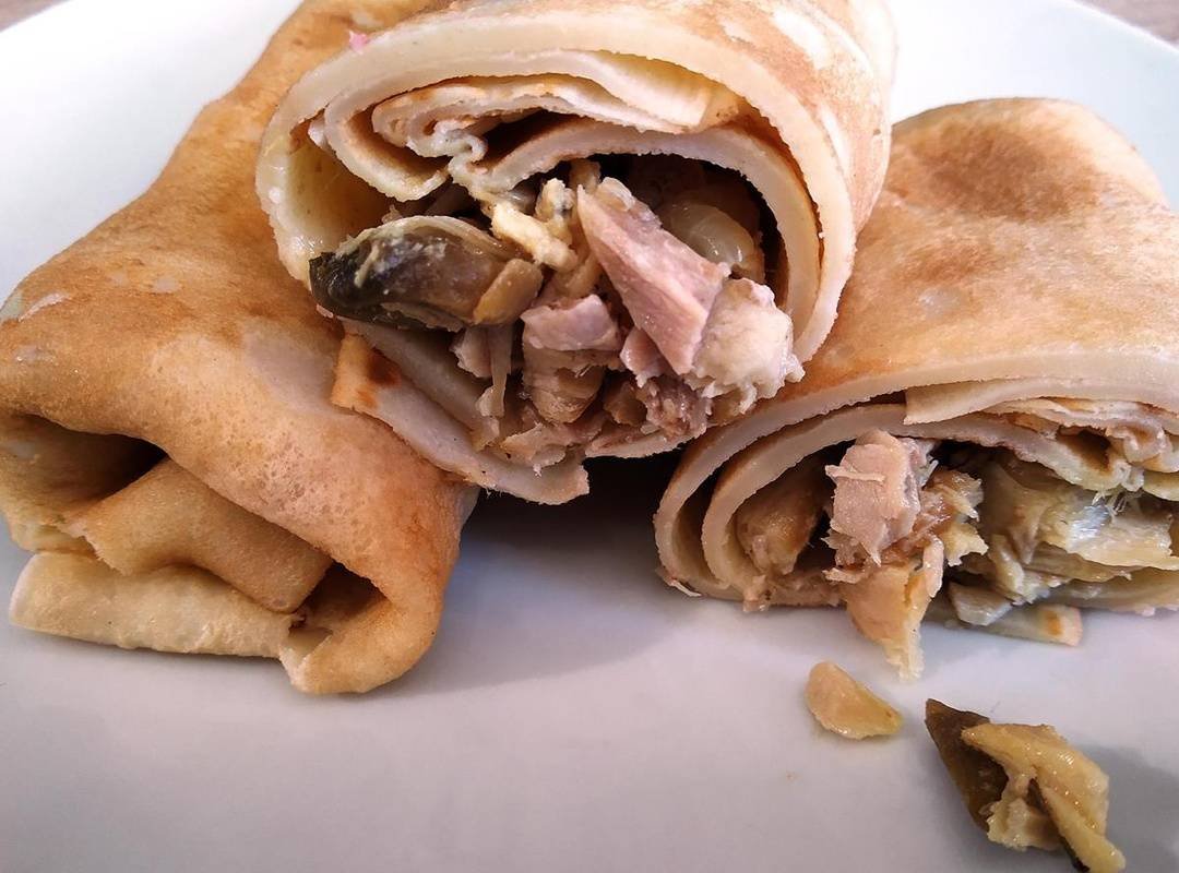 Блинчики с курицей и грибами