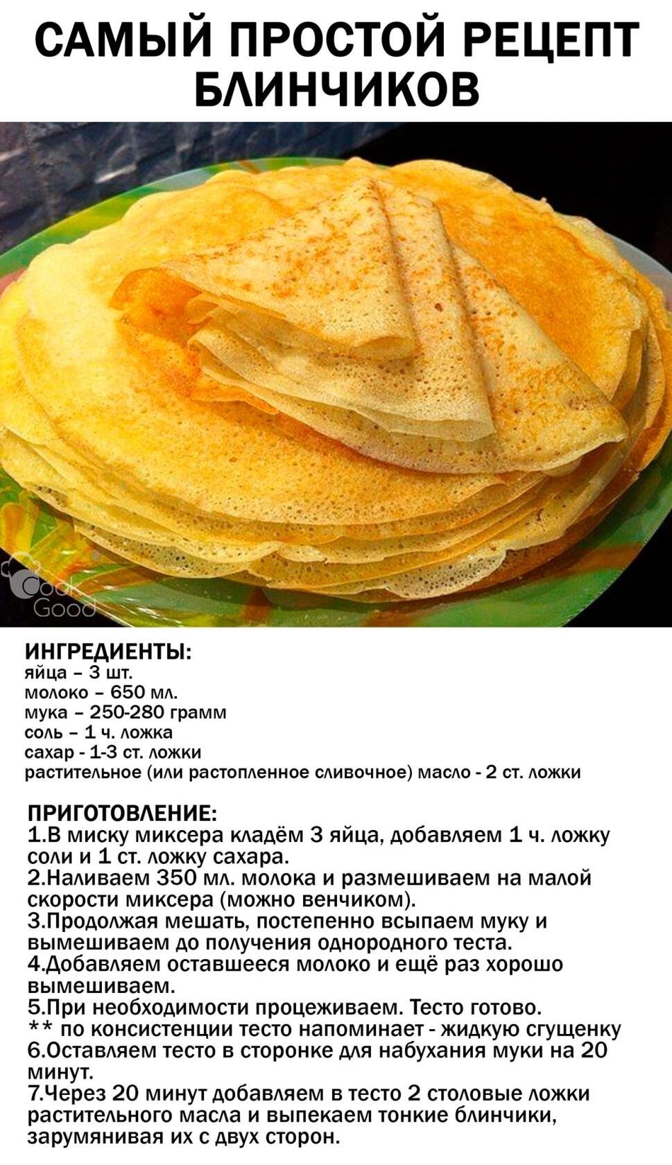 Блины состав на молоке
