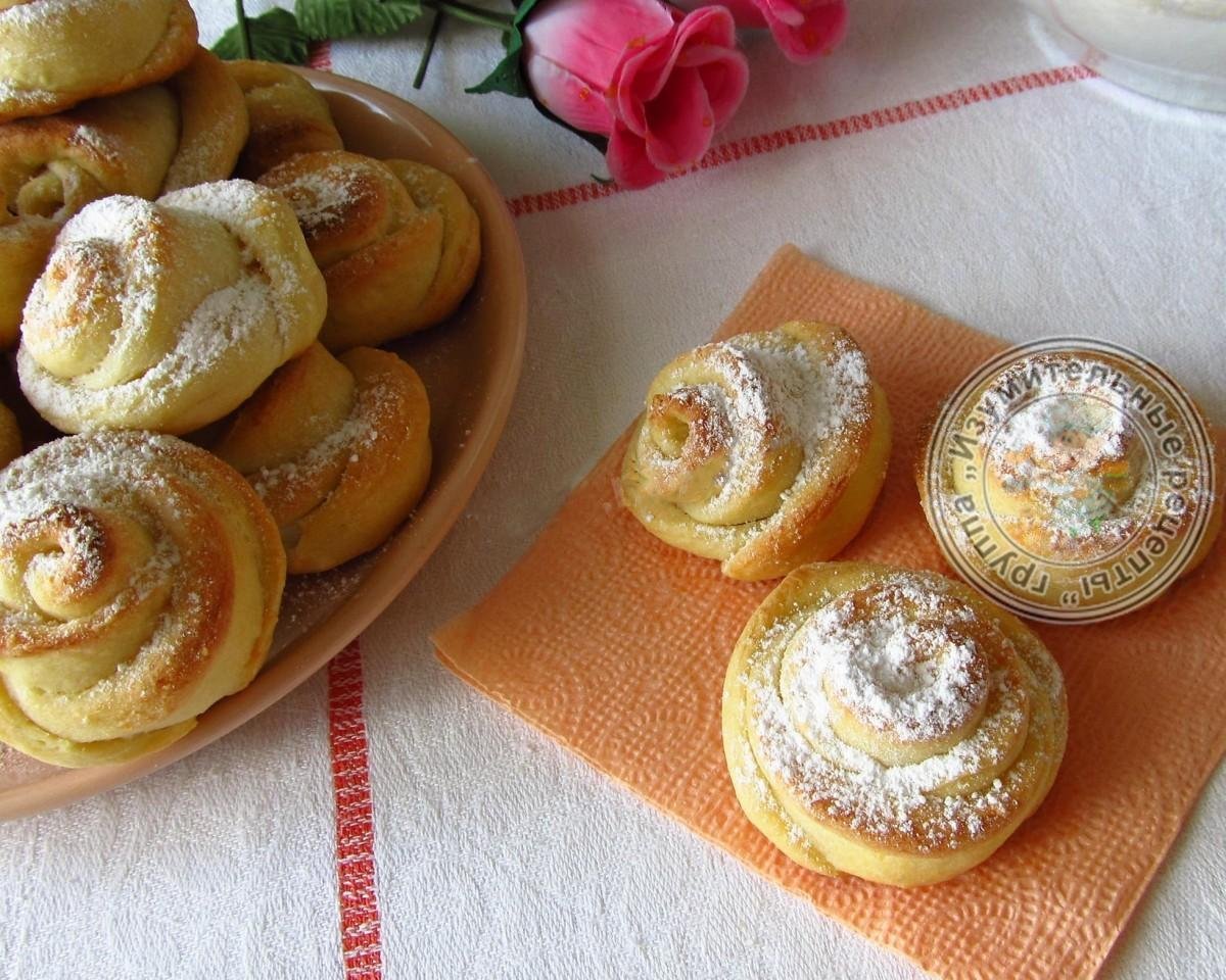 Печенье розочки из творога с безе