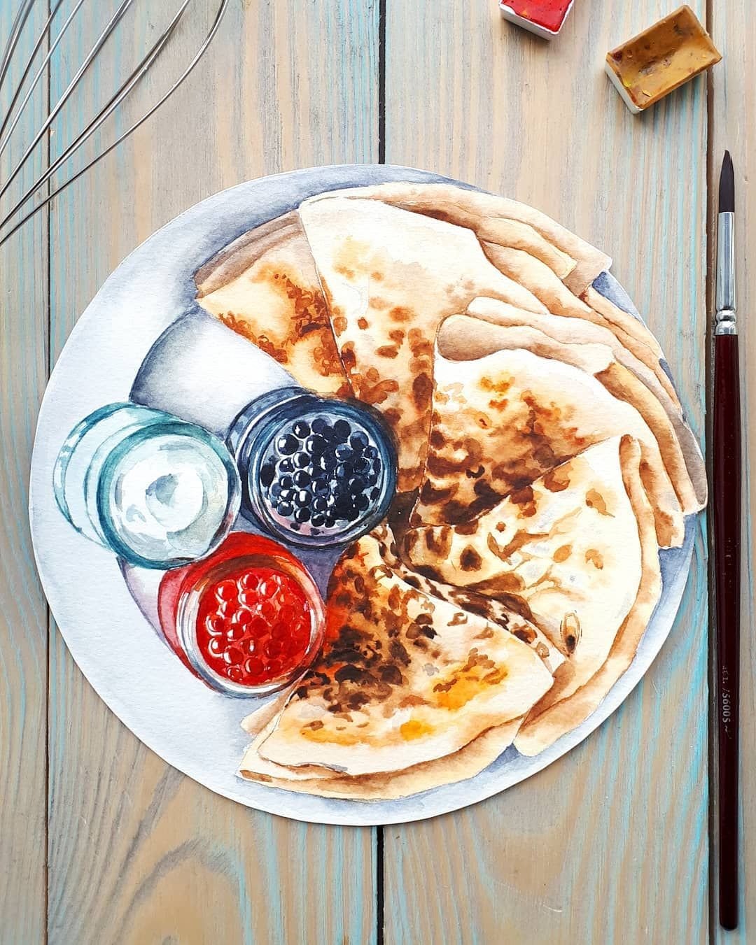 Блины на завтрак арт