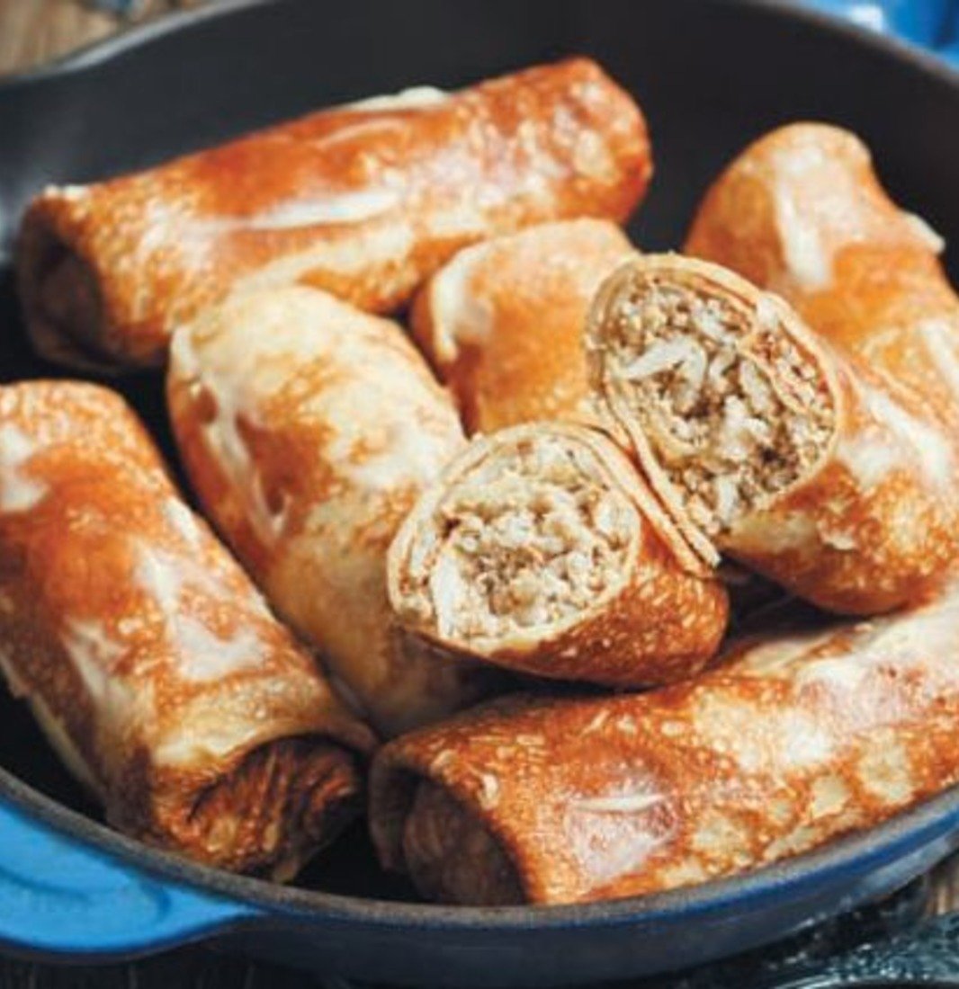Блинчики с фаршем и грибами