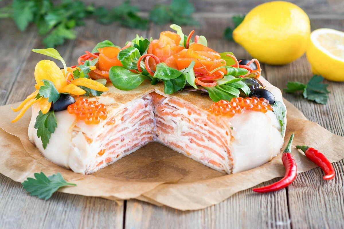 Курица фаршированная блинами