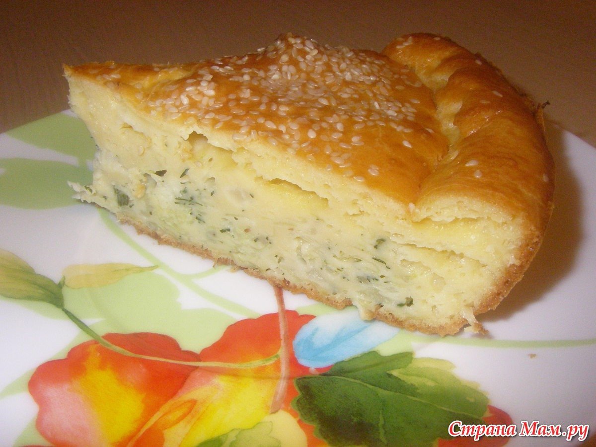 Заливной пирог с зел.луком и яйцом