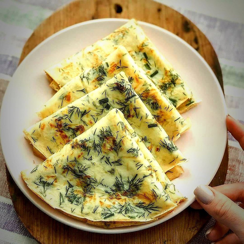 Блины с сыром и зеленью