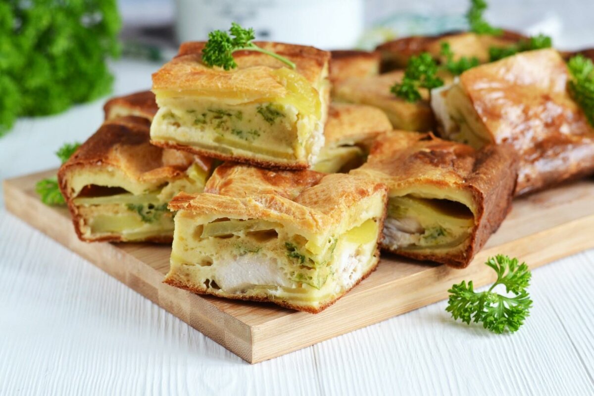 Заливной пирог с курицей