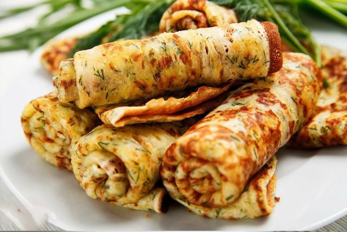 Сырные блинчики с зеленью