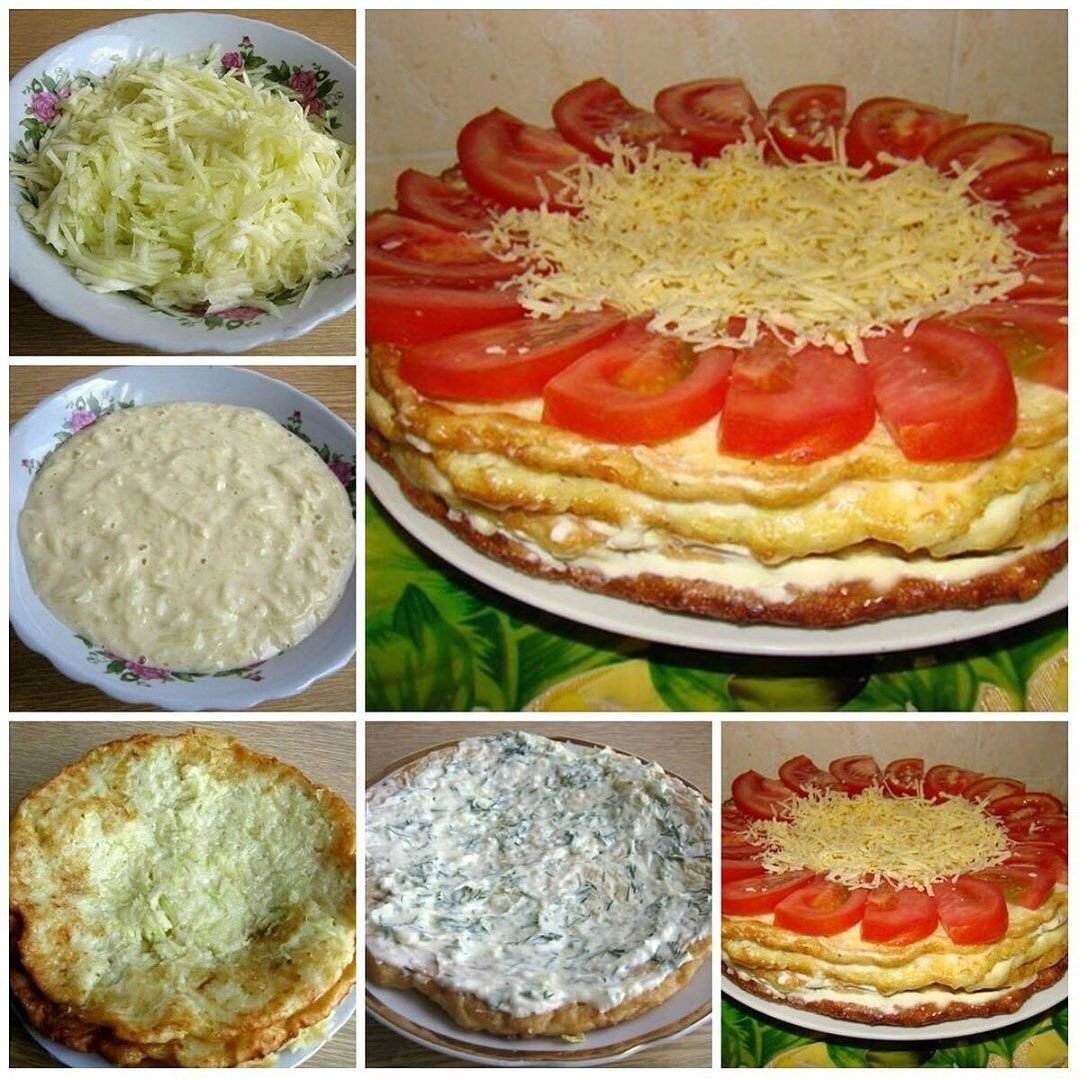 Кабачковый торт с морковью и луком