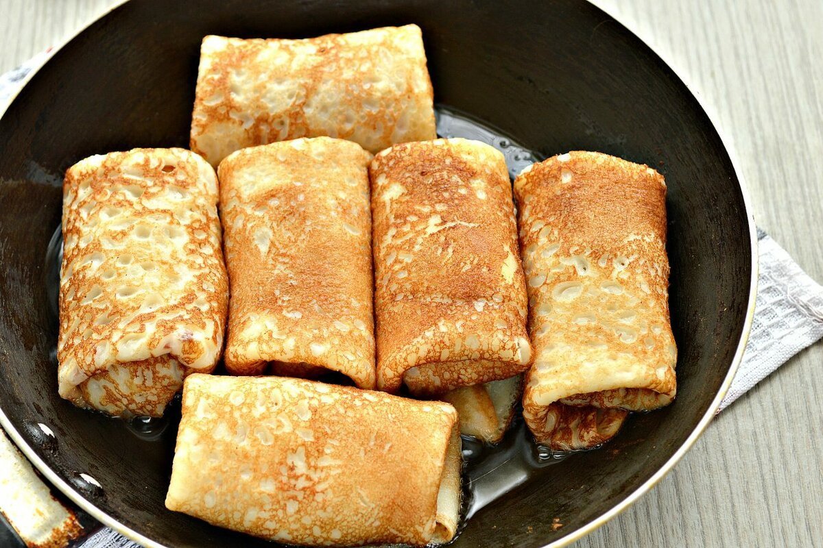 Блины с начинкой обжаренные